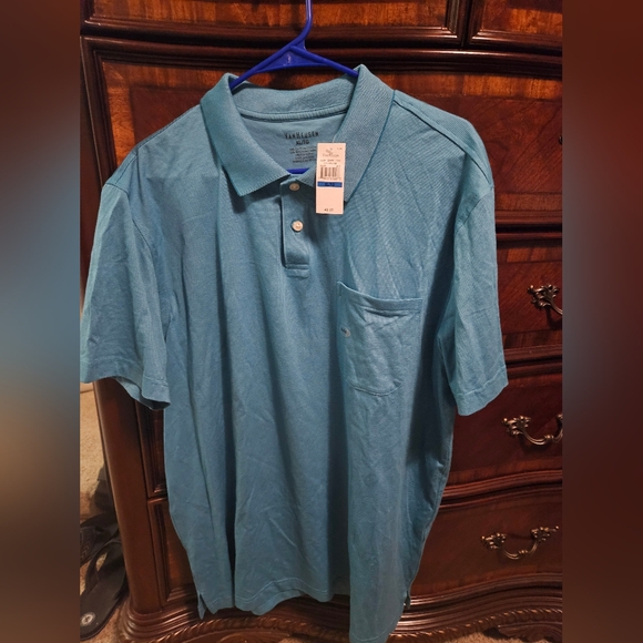 Van Heusen Blue Ribbed Polo - Picture 1 of 5